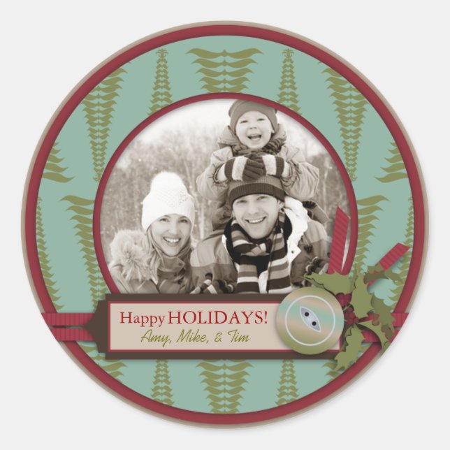 Rond Sticker photo de Noël chic 2 (Devant)