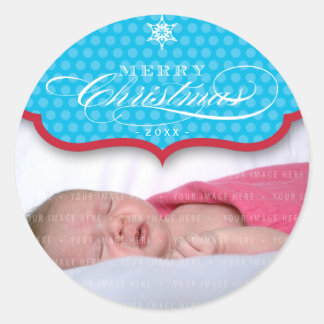 Rond STICKER PHOTO DE NOËL :: flocon de neige1 1