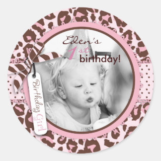 Rond Sticker photo fille Cheetah