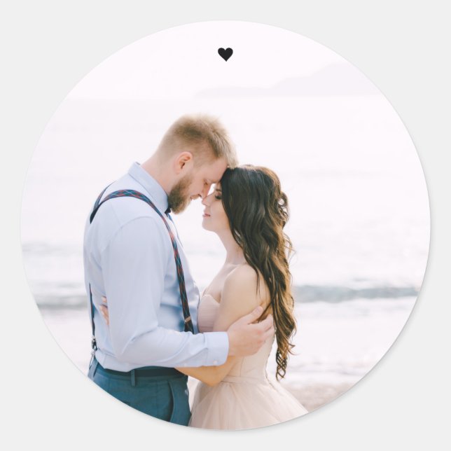 Rond Sticker photo Mariage simple et moderne (Devant)