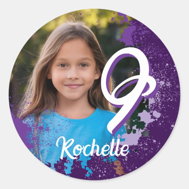 Rond Sticker photo pour peinture violette - 9e âge (Devant)