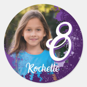 Rond Sticker photo pour peinture violette - âge 8