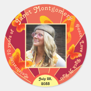 Rond Sticker photo Retro 60's pour la fête du 70e anniv