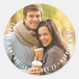 Rond Sticker photo simple et moderne Circle Text