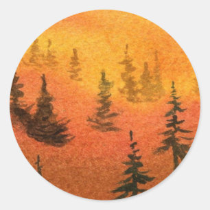 Rond Sticker Pine Tree