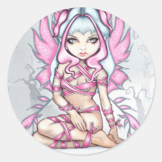 Rond Sticker "Pink Ribbon Fairy"