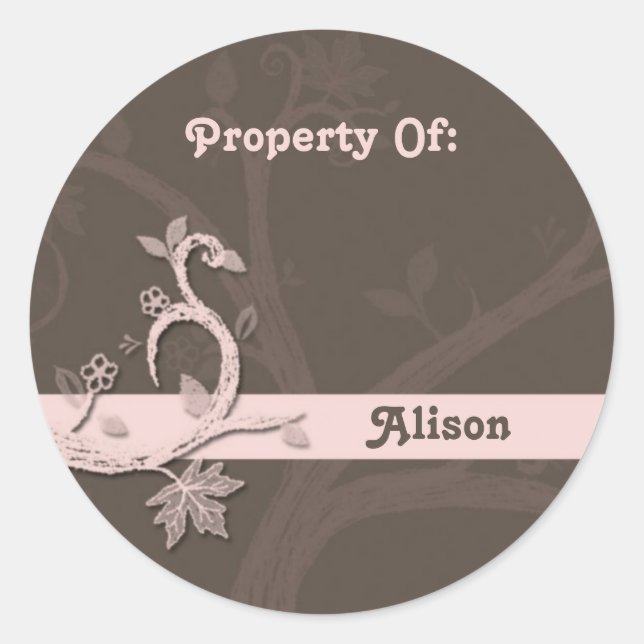 Rond Sticker Plaque Arbre Rose (Devant)