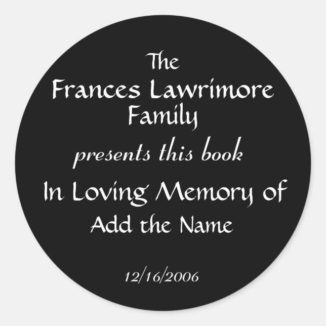 Rond Sticker Plaque de livre par SRF (Devant)