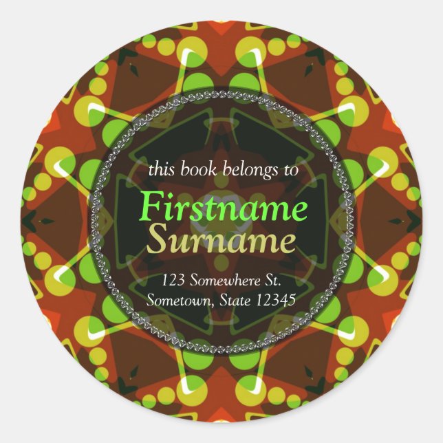 Rond Sticker plaque d'étoile géométrique pois (Devant)