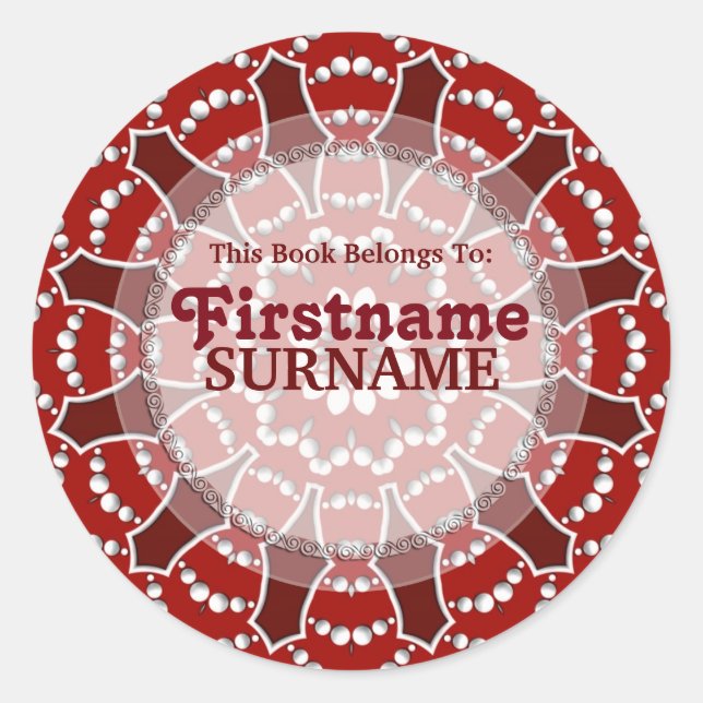 Rond Sticker plaque rouge&blanc Fleur Burn (Devant)