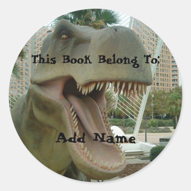 Rond Sticker plaque T-Rex Dinosaur (Devant)