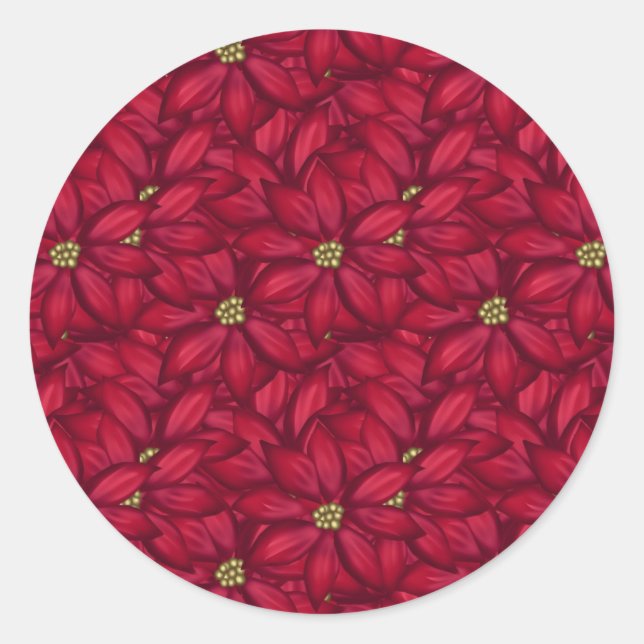 Rond Sticker Poinsettia de Noël avec or (Devant)