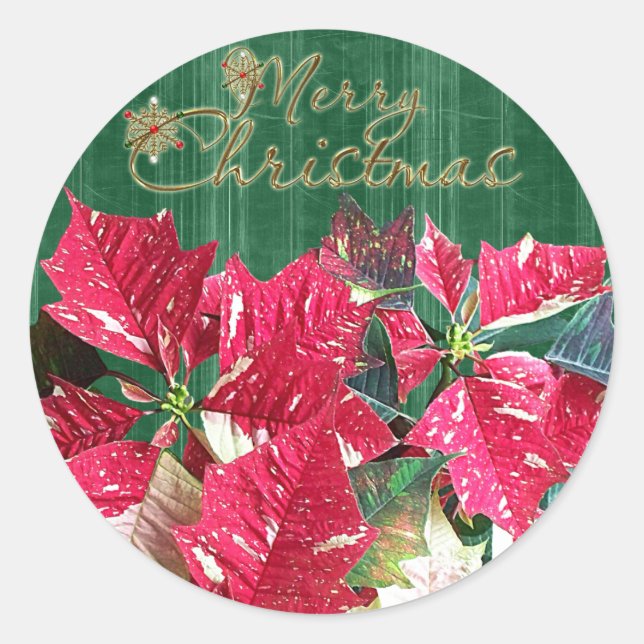 Rond Sticker Poinsettia Joyeux Noël (Devant)
