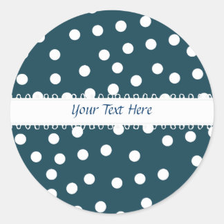 Rond Sticker Polkadot bleu et blanc