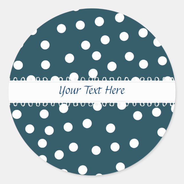 Rond Sticker Polkadot bleu et blanc (Devant)