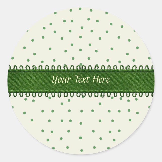 Rond Sticker Polkadot vert et blanc (Devant)