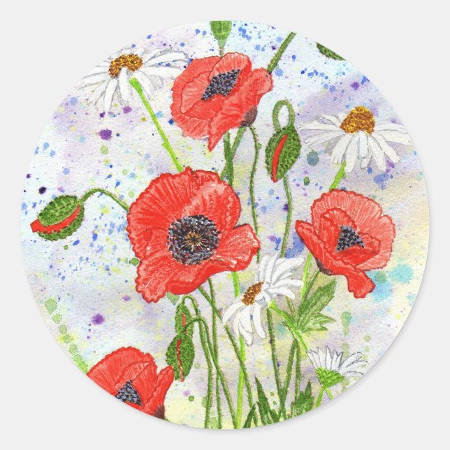 Rond Sticker 'Poppies' (Devant)
