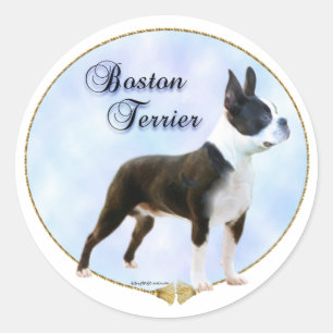 Rond Sticker Portrait de Boston Terrier