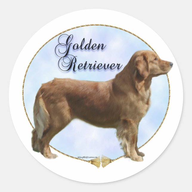 Rond Sticker Portrait Golden Retriever (Devant)