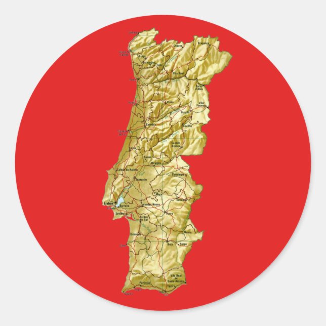 Rond Sticker Portugal Map (Devant)