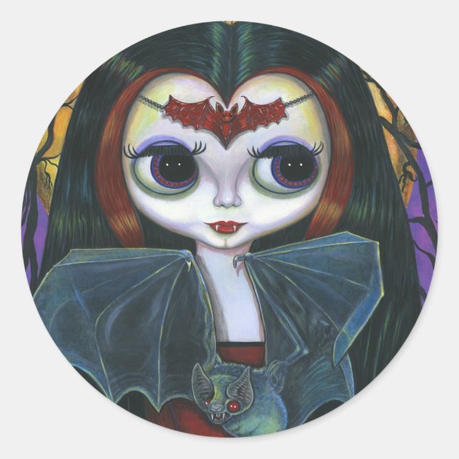 Rond Sticker poupée Vampire mignon (Devant)