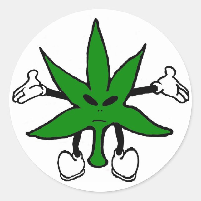 Rond Sticker pour Alien de mauvaises herbes (Devant)