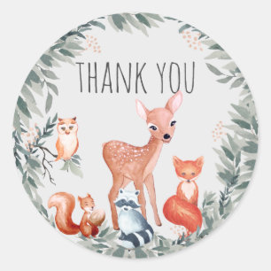 Rond Sticker pour animaux de forêt de Baby showers de b