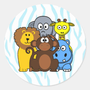 Rond Sticker pour animaux de la jungle ou du zoo