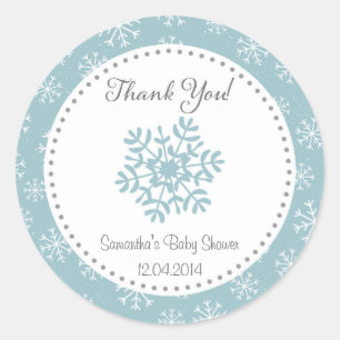 Rond Sticker pour Baby shower à neige en hiver