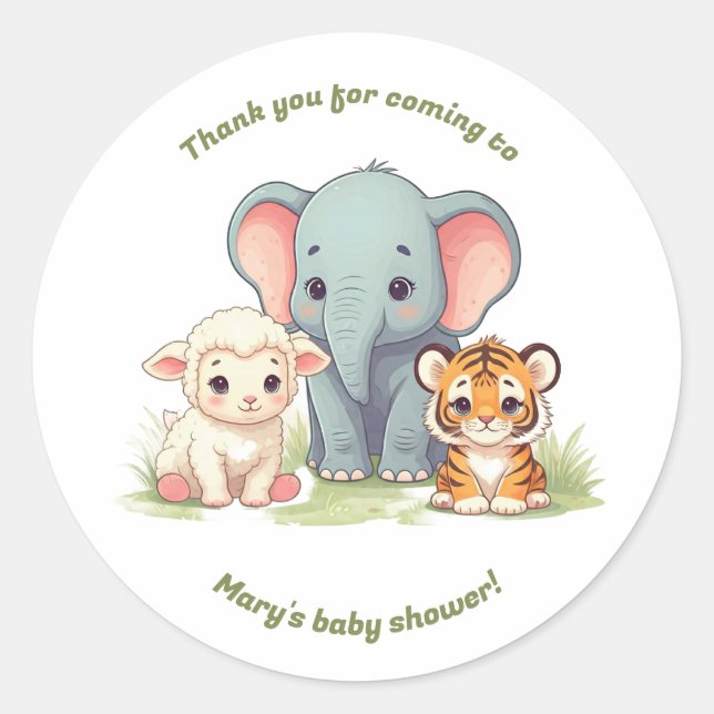 Rond Sticker pour Baby shower animal (Devant)