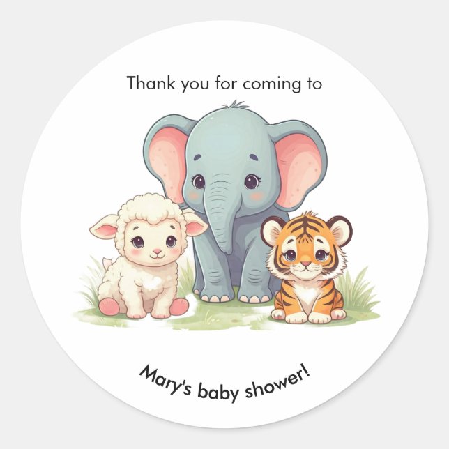 Rond Sticker pour Baby shower animal (Devant)