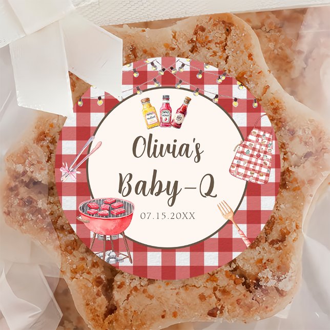 Rond Sticker pour Baby shower BBQ Jardin Rouge (Créateur téléchargé)