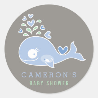 Rond Sticker pour Baby shower de bébé maman Blue Whale