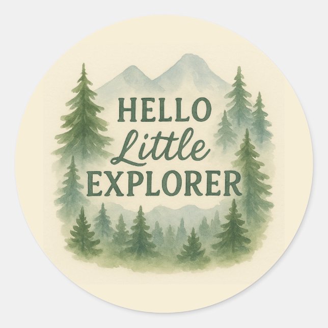 Rond Sticker pour Baby shower de bois de Little Explore (Devant)