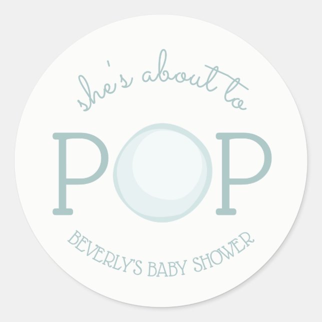 Rond Sticker pour Baby shower de bulle sur le point de  (Devant)