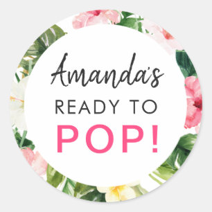 Rond Sticker pour Baby shower de Feuilles tropicaux prê