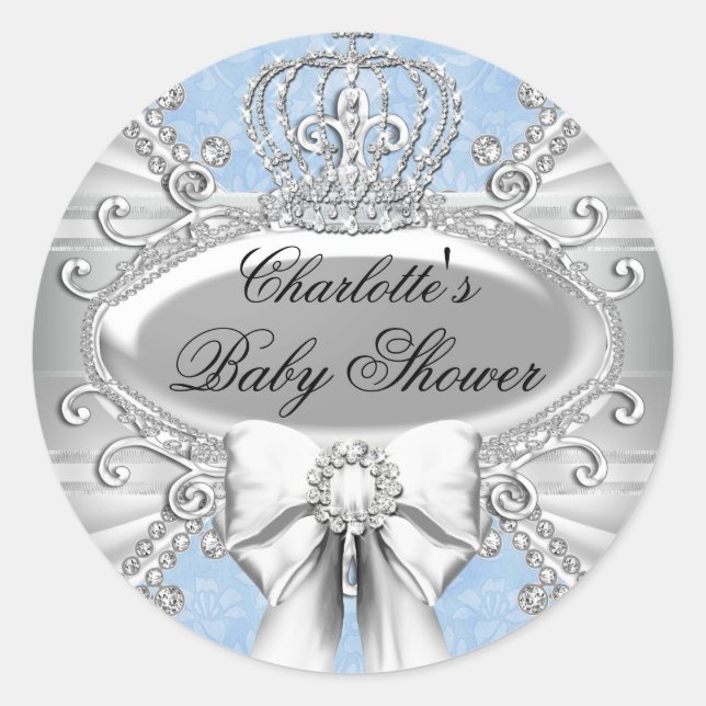 Rond Sticker pour Baby shower de la Couronne du Petit P (Devant)