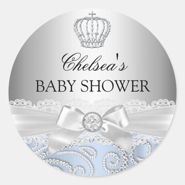 Rond Sticker pour Baby shower de la Couronne du Petit P (Devant)