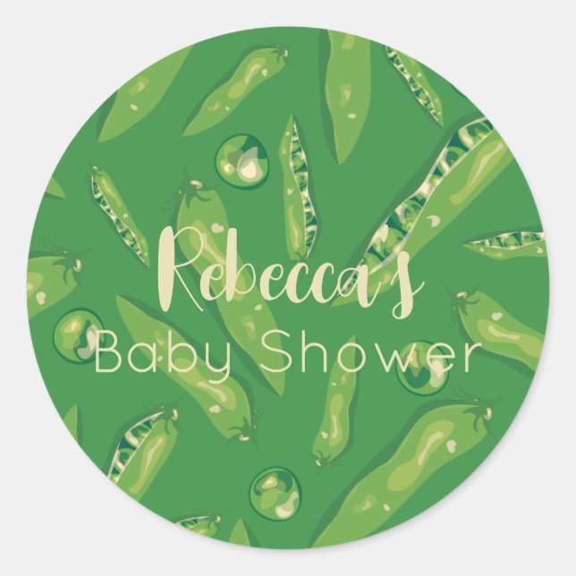 Rond Sticker pour baby shower de pois doux (Devant)