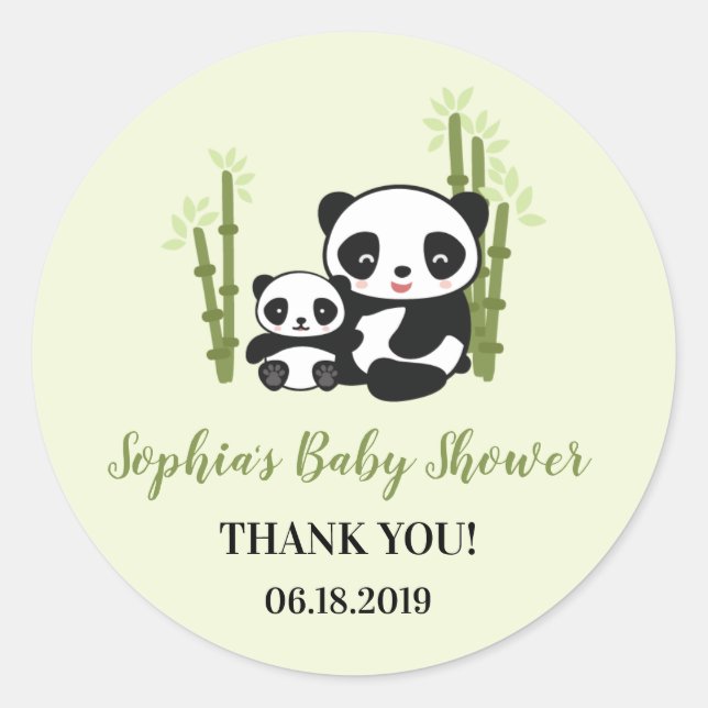 Rond Sticker pour Baby shower d'ours maman et bébé Pand (Devant)