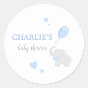 Rond Sticker pour Baby shower éléphant mignon