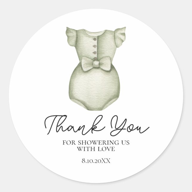 Rond Sticker pour Baby shower fille en tenue Boho migno (Devant)