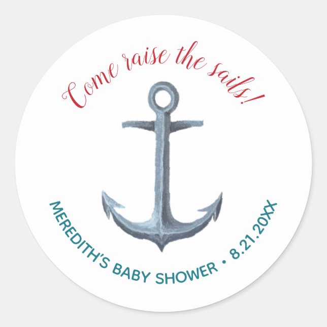 Rond Sticker pour Baby shower nautique (Devant)