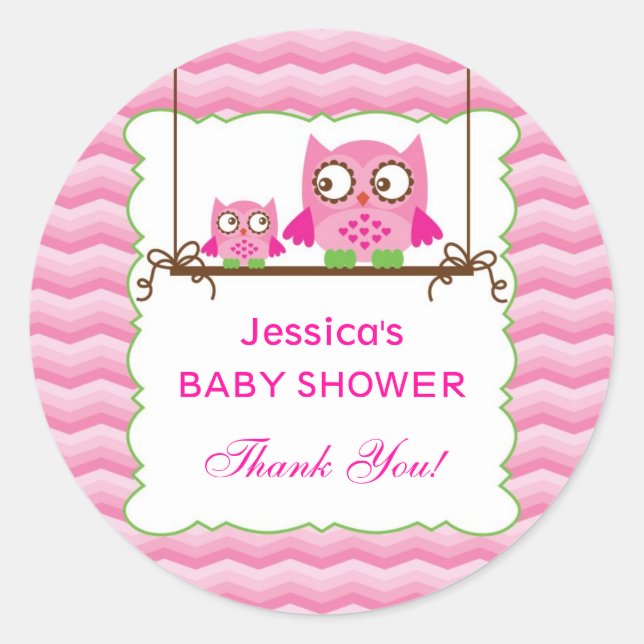 Rond Sticker pour Baby shower pour fille Maman et Bébé  (Devant)