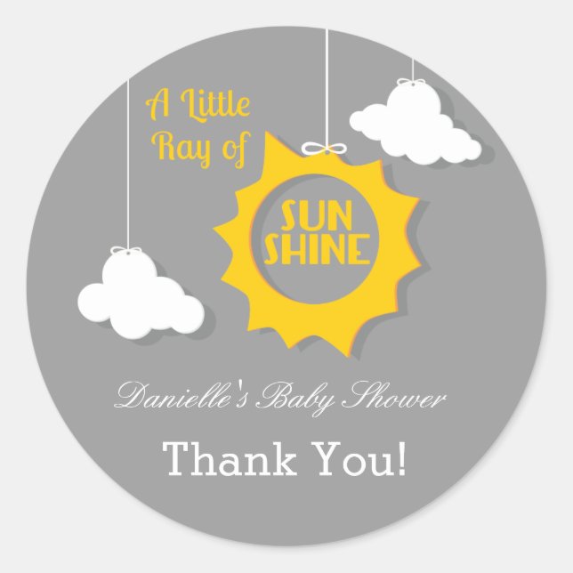 Rond Sticker pour Baby shower Ray of Sunshine (Devant)