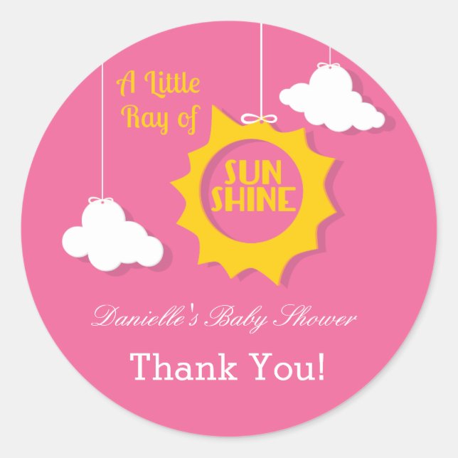 Rond Sticker pour Baby shower Ray of Sunshine (Devant)