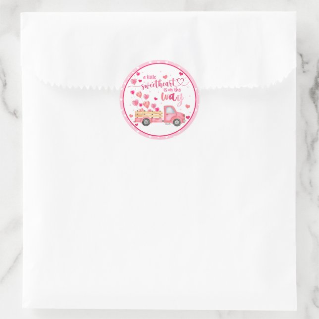 Rond Sticker pour Baby shower un peu amoureux (Sac)