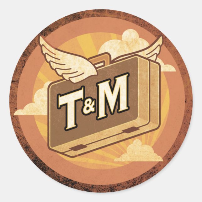 Rond Sticker pour bagage vintage à destination (Devant)