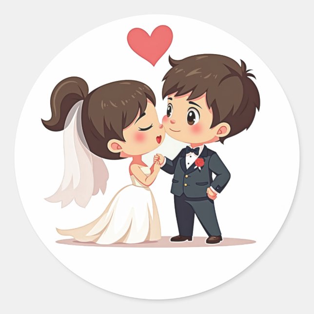 Rond Sticker pour baiser Mariage doux (Devant)