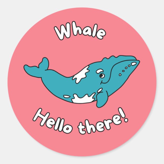Rond Sticker pour baleine amusante - animal marin migno (Devant)